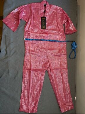 ✨ NWT Suzie Kondi Lurex Utility Jumpsuit Metallic Shimmer Boiler Suit ✨